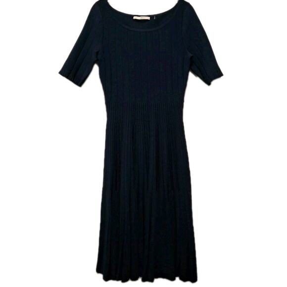 Jason Wu Collection Dress Womens S Navy Blue Ribbed Pleated Half Sleeve Pullover - Picture 1 of 16